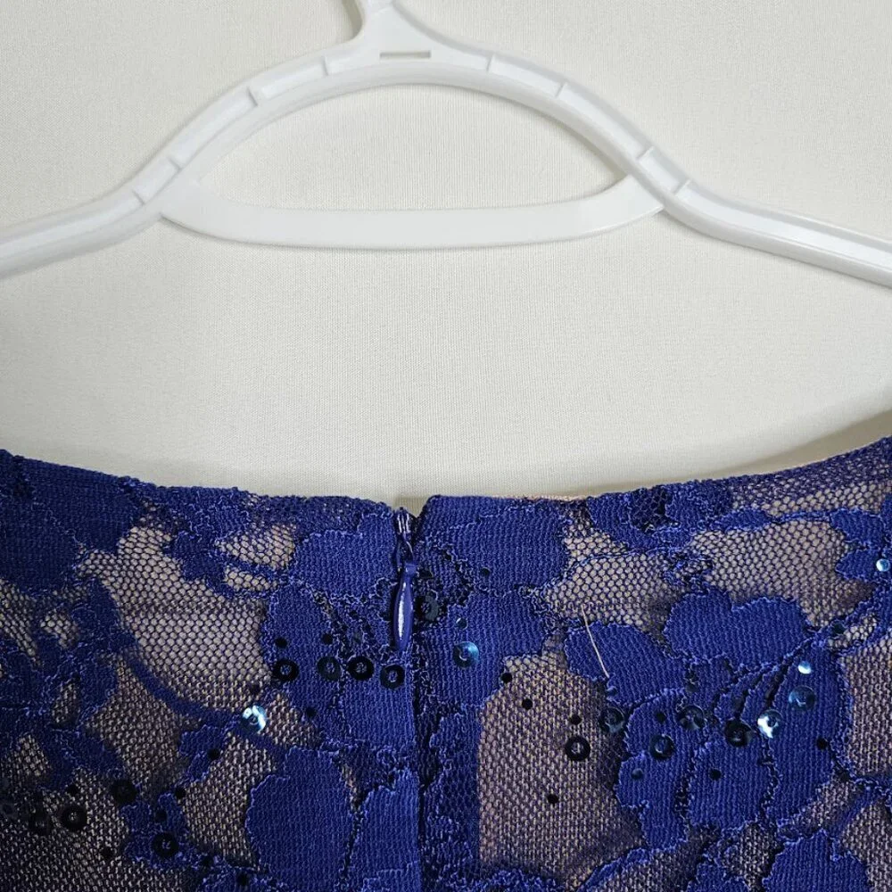 LAUREN RALPH LAUREN Y2K Dress NAVY BLUE LACE size 2 Cocktail Fit & Flare Prom - Picture 8 of 8